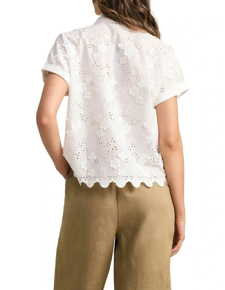 Embroidered Cotton Shirt - White image 4