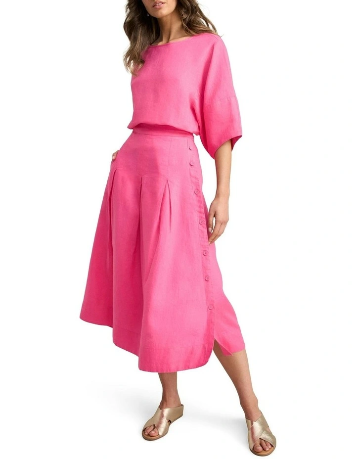 Linen Button Back Top - Sunset Pink image 2