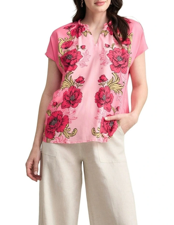 Twist Detail Top - Sunset Glow Print image 1