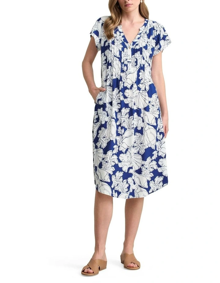 Pleat Front Midi Dress - Sea Shells Print image 1