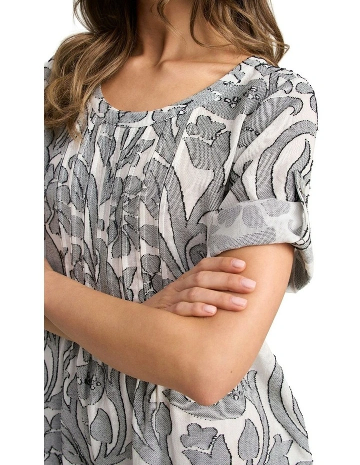 Cotton Pleat Front Dress - Paisley Jacquard image 3