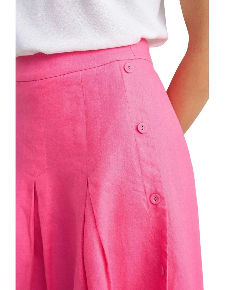Button Detail Linen Skirt - Sunset Pink image 3