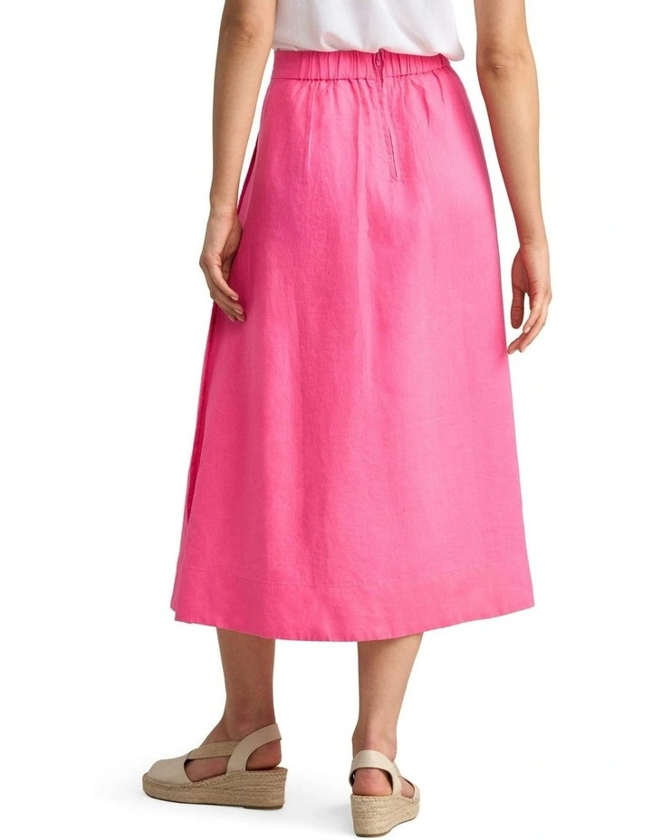 Button Detail Linen Skirt - Sunset Pink image 4