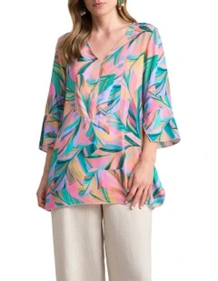 Top Stitch Kaftan - Multi Palm Print