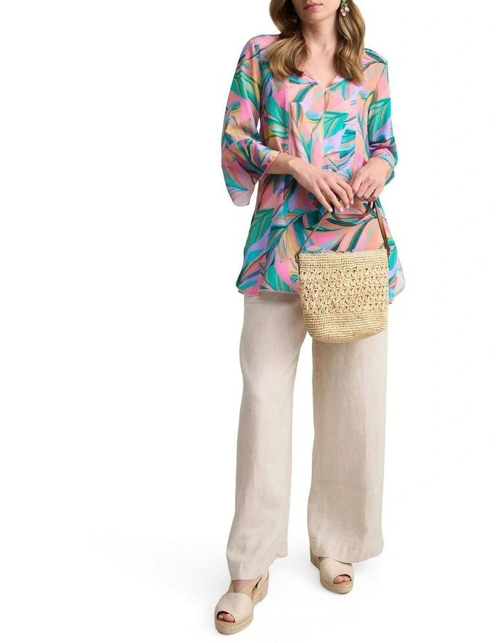 Top Stitch Kaftan - Multi Palm Print image 2