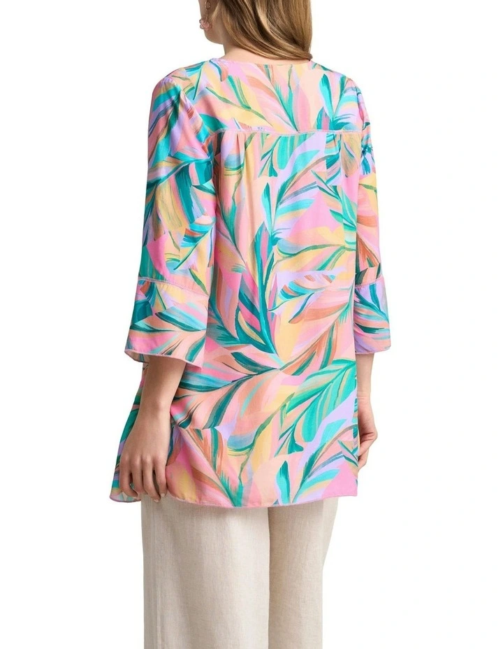 Top Stitch Kaftan - Multi Palm Print image 4