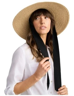Tie Detail Straw Hat - Natural