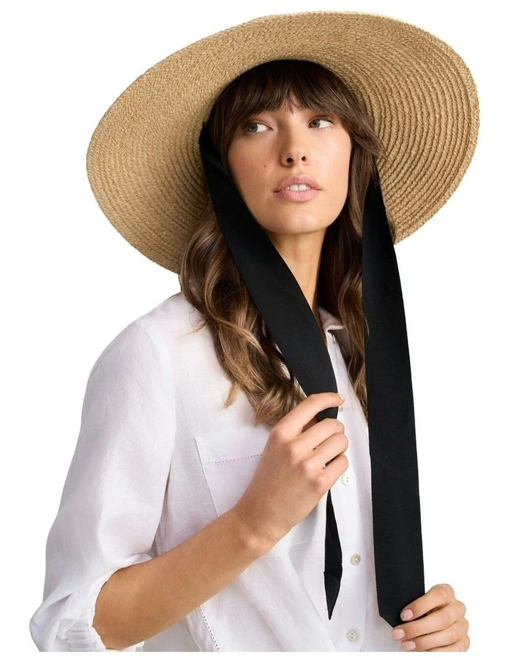 Tie Detail Straw Hat - Natural image 1