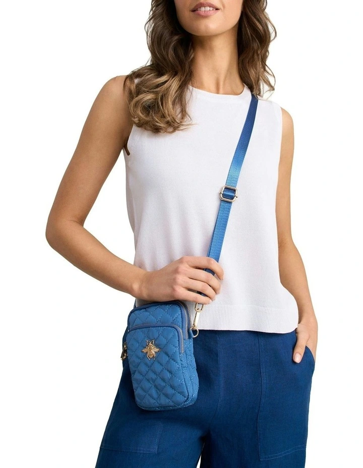 Quilted Phone Bag - Mid Blue image 2