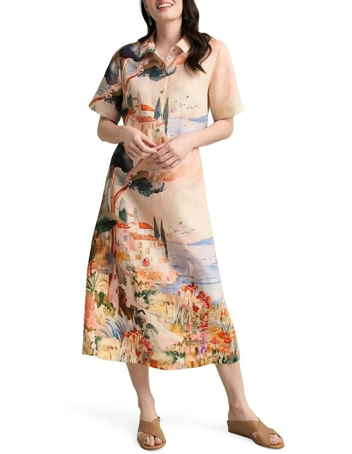 Scenic Linen Skirt in Coastal Scenic Print image 3