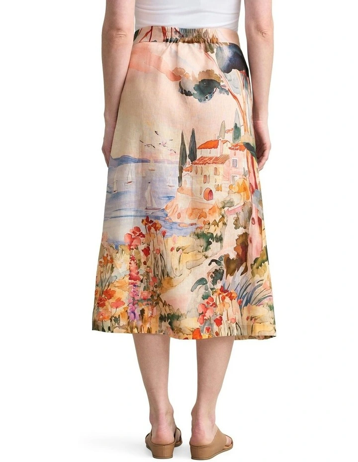 Scenic Linen Skirt in Coastal Scenic Print image 4