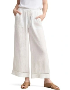 Cheesecloth Resort Pant in White