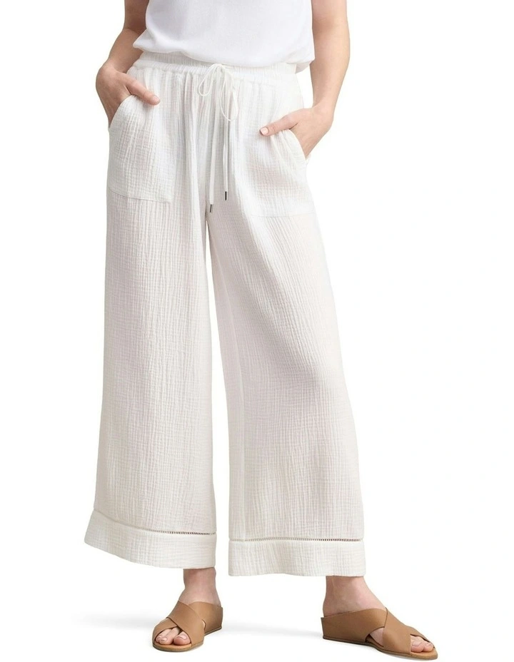 Cheesecloth Resort Pant in White image 1
