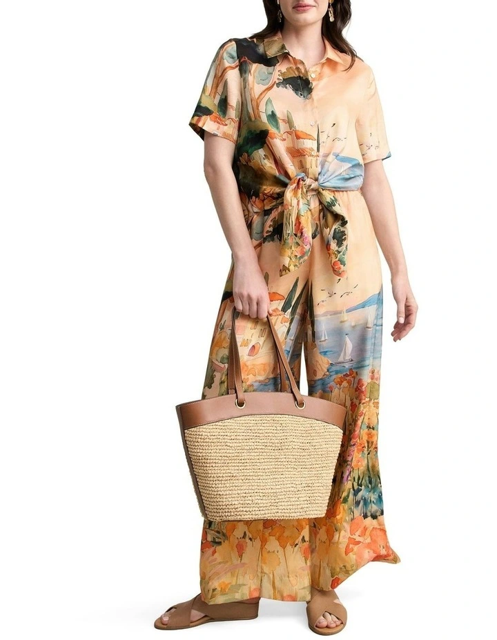 Scenic Print Silk Shirt in Coastal Scenic Print image 2