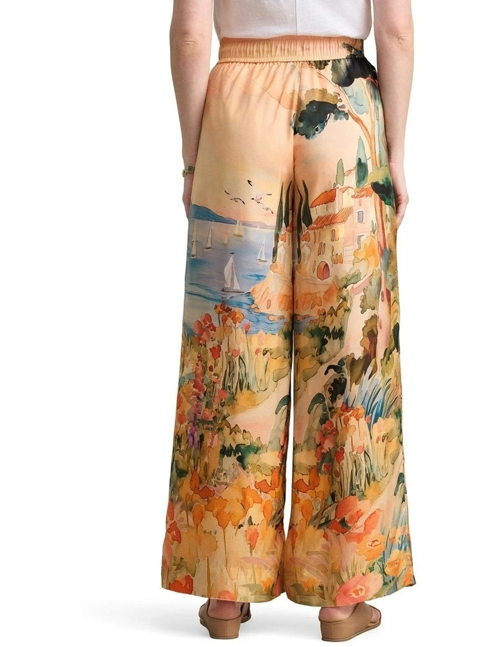 Scenic Print Silk Pant in Coastal Scenic Print image 4