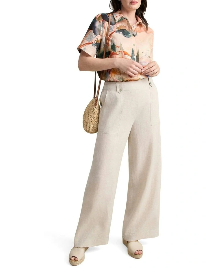 Scenic Print Linen Shirt in Coastal Scenic Print image 4