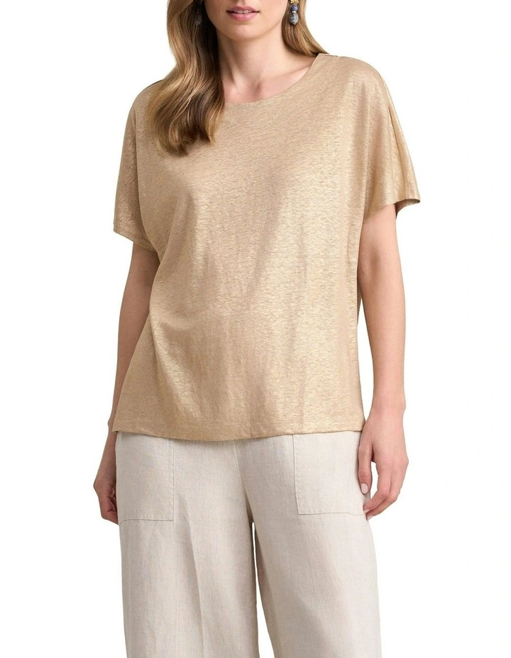 Gold Foil Linen Tee in Soft Gold image 1