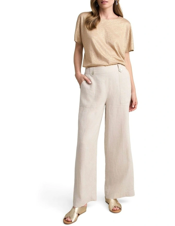 Gold Foil Linen Tee in Soft Gold image 2