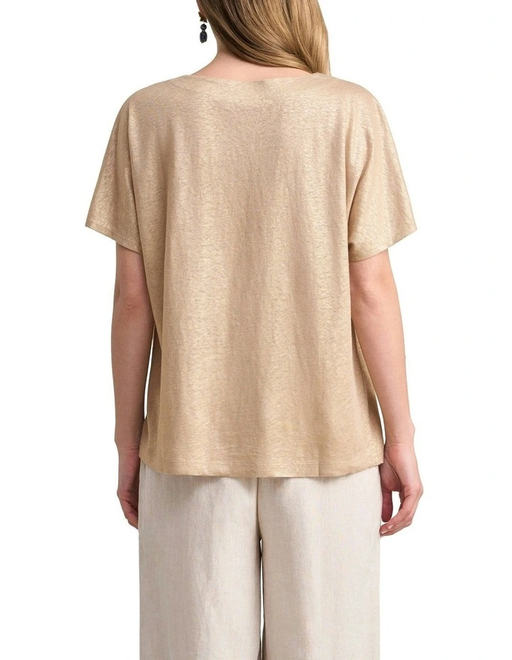 Gold Foil Linen Tee in Soft Gold image 4