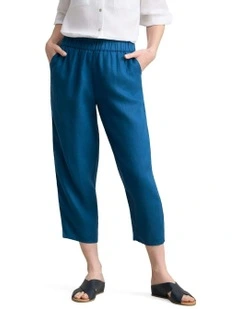 Linen Crop Pant in Midnight