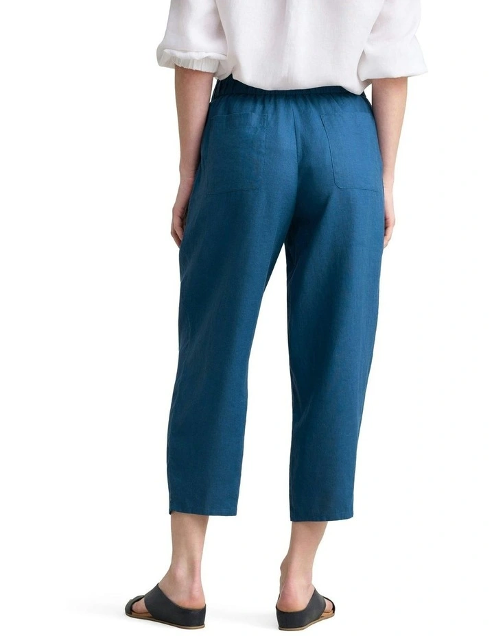 Linen Crop Pant in Midnight image 4