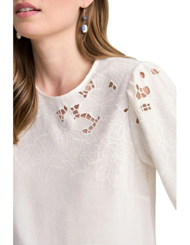 Embroidered Blouse in Warm White image 3