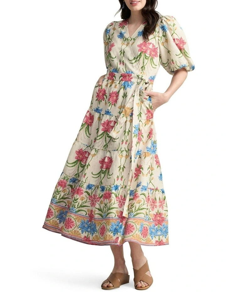 Tiered Wrap Dress in Paradise Print image 1