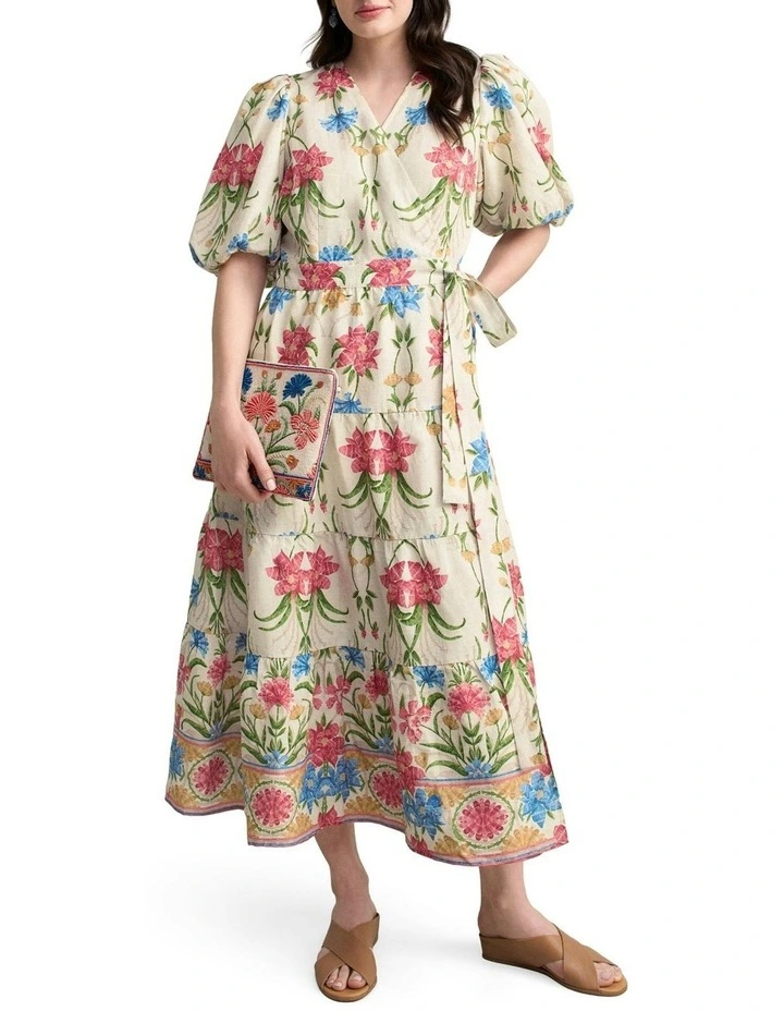 Tiered Wrap Dress in Paradise Print image 2