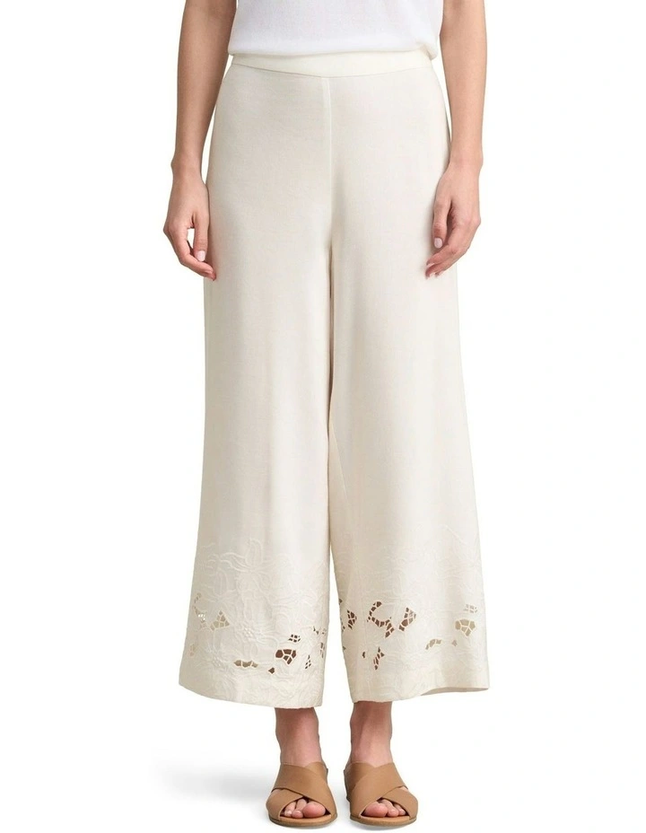 Embroidered 7/8th Pant in Warm White image 1