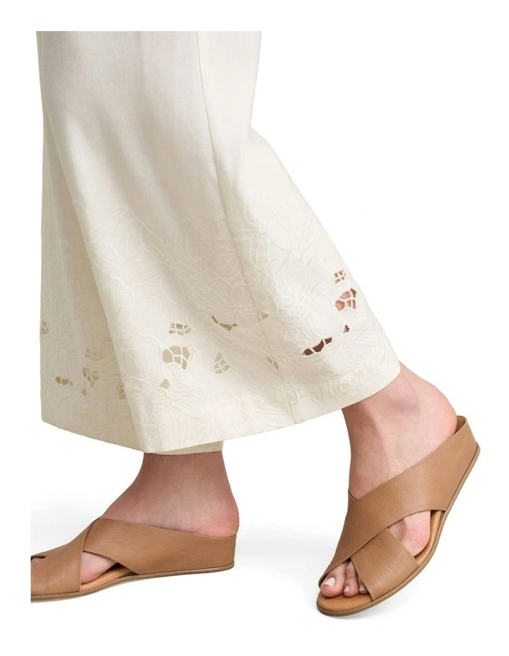 Embroidered 7/8th Pant in Warm White image 2