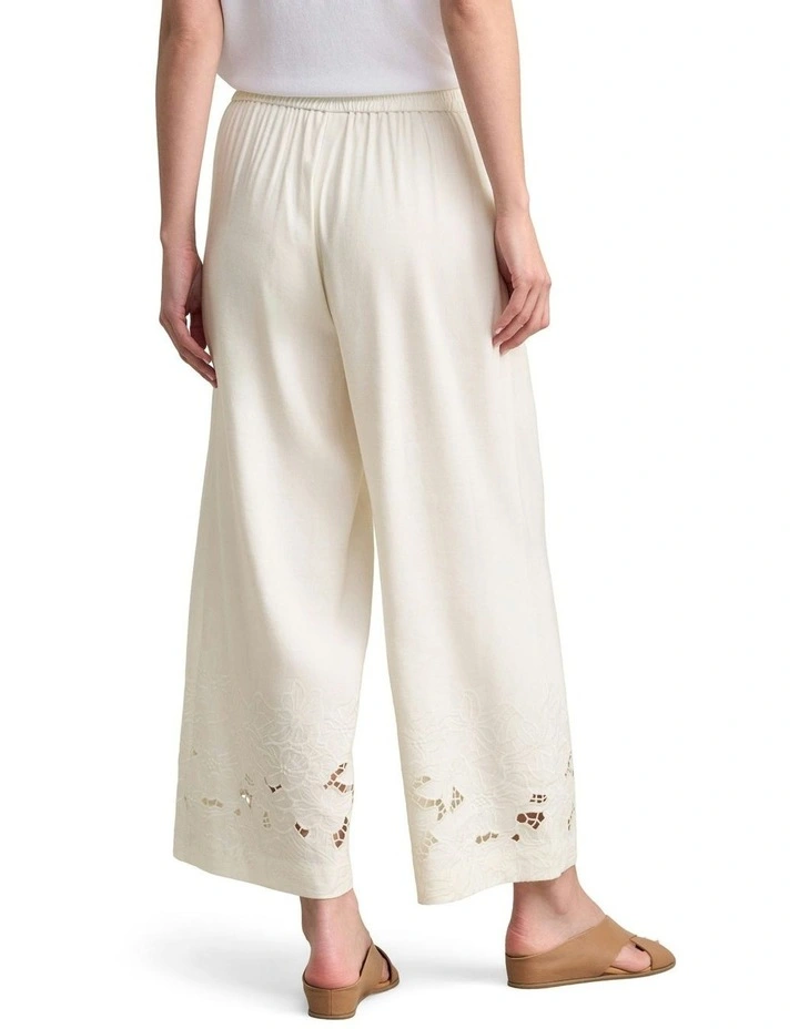 Embroidered 7/8th Pant in Warm White image 3