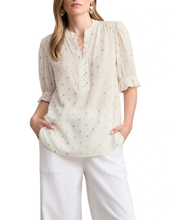Lurex Clip Blouse in Cream image 1