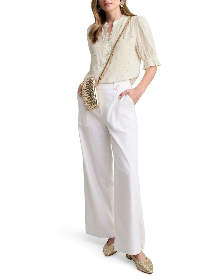 Lurex Clip Blouse in Cream image 2