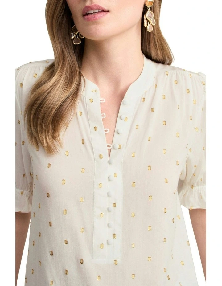 Lurex Clip Blouse in Cream image 3