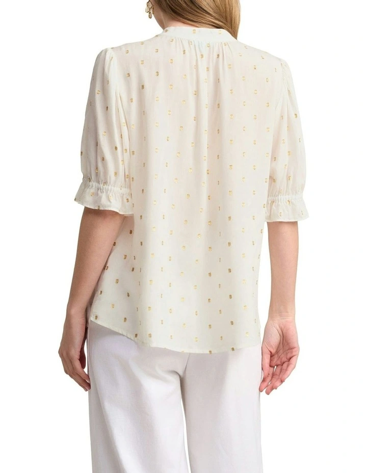 Lurex Clip Blouse in Cream image 4