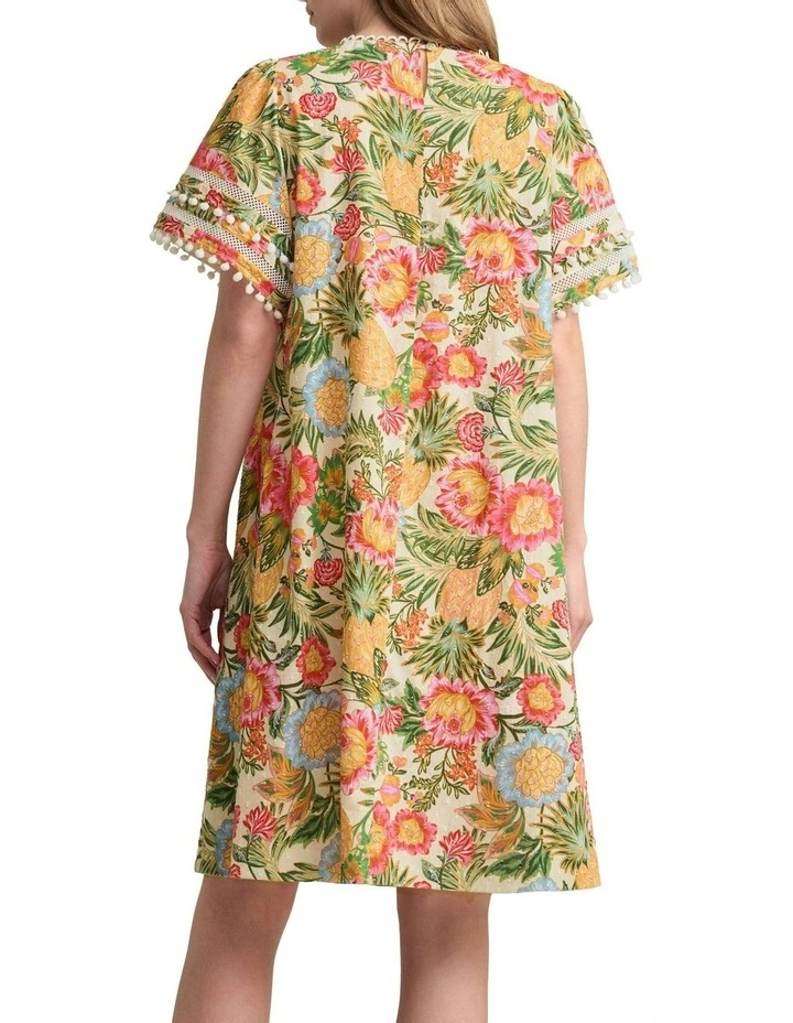 Clipped Cotton Dress in Tropical Print image 4