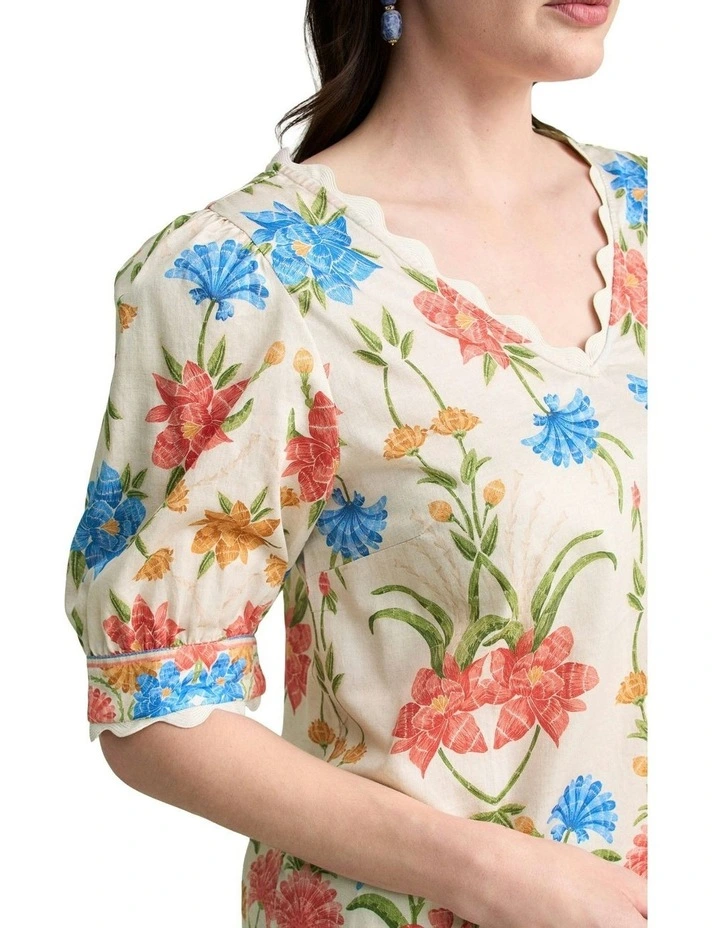 Scallop Detail Blouse in Paradise Print image 3