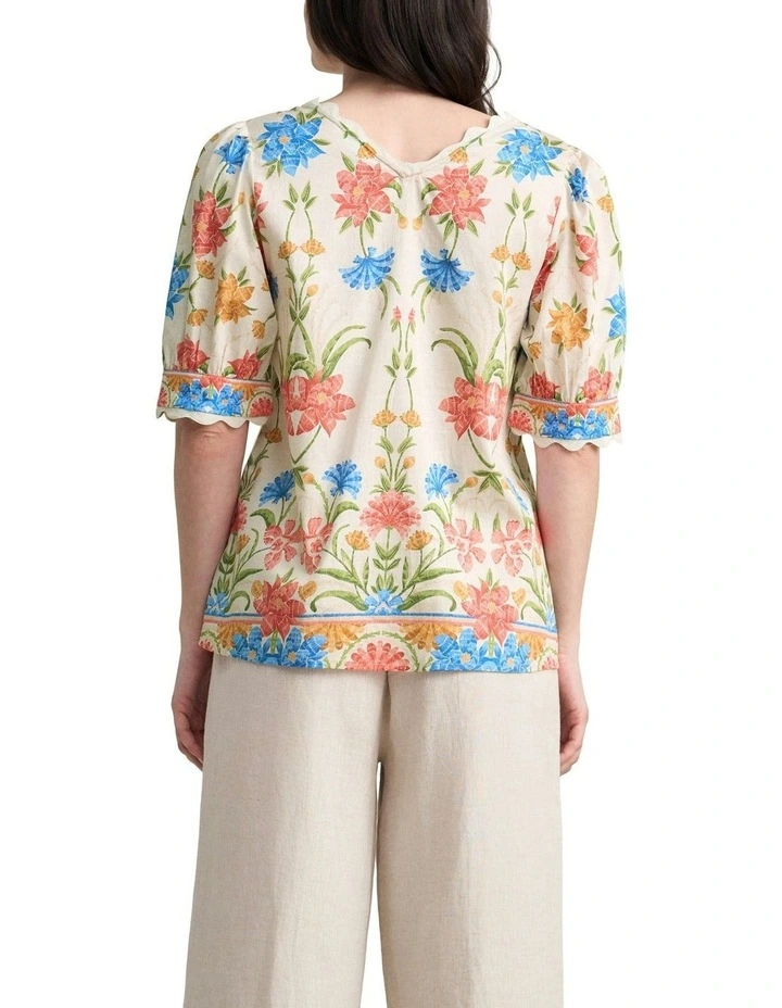 Scallop Detail Blouse in Paradise Print image 4
