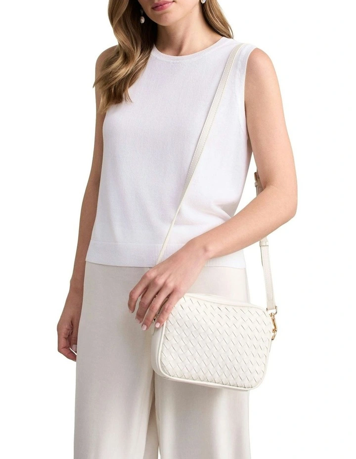 Woven Camera Bag in White image 2