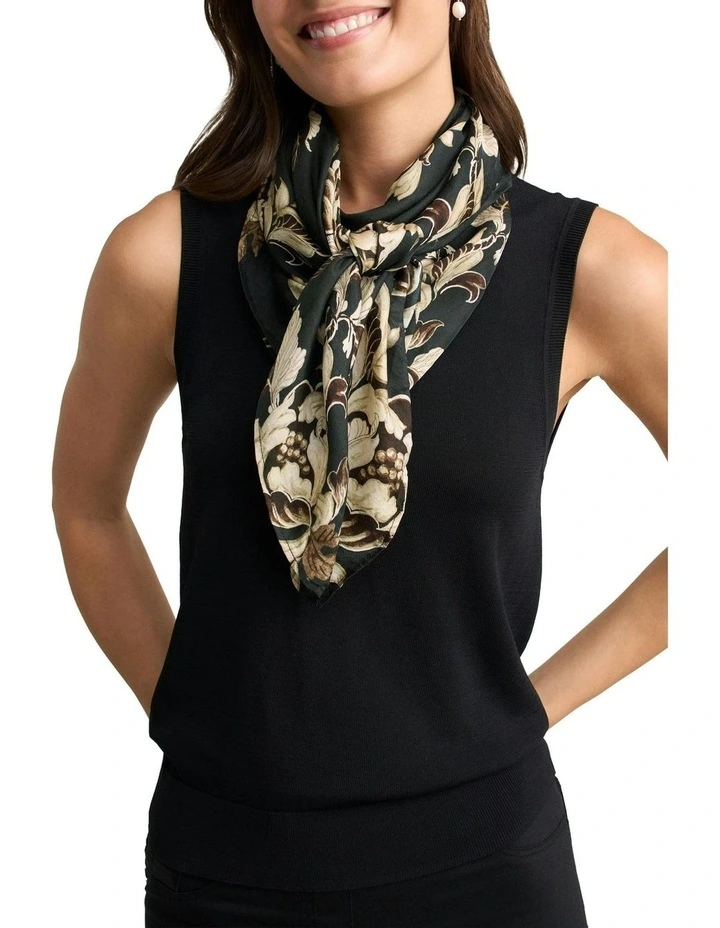 Foliage Square Scarf in Black image 2