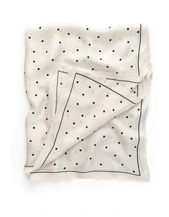Fine Polka Dot Square Scarf in Cream & Black