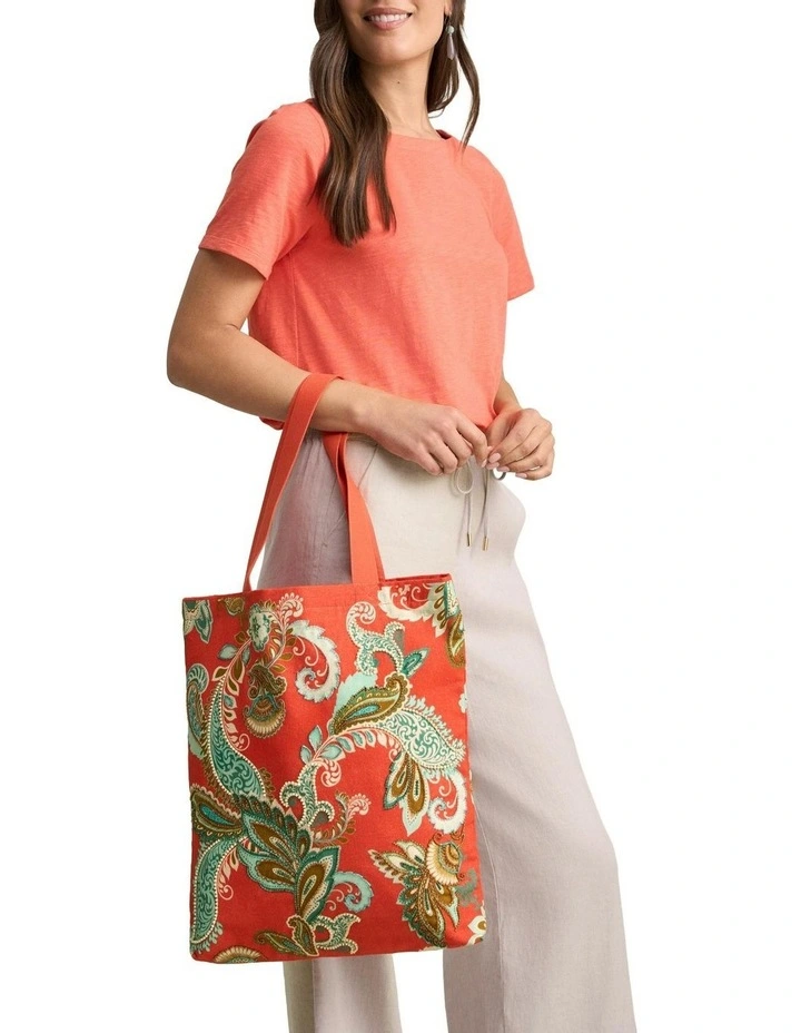 Beaded Canvas Tote Bag in Multicolour image 2