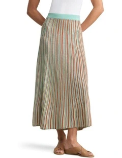 Stripe Knit Skirt in Brown