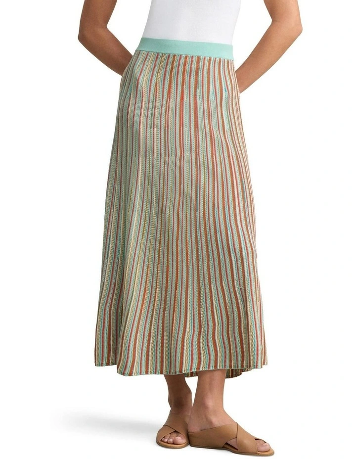 Stripe Knit Skirt in Brown image 1