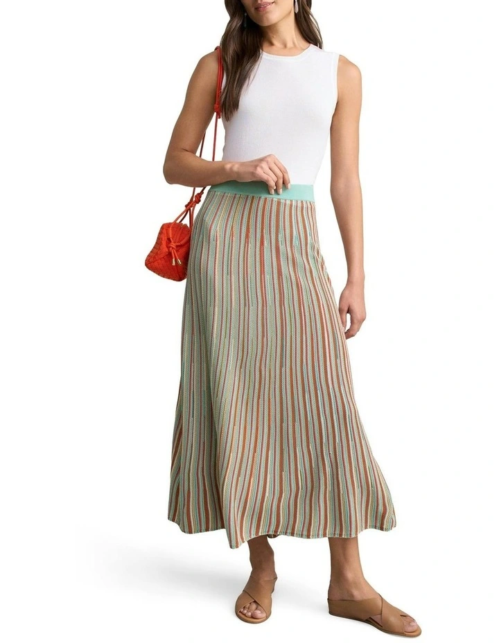 Stripe Knit Skirt in Brown image 3