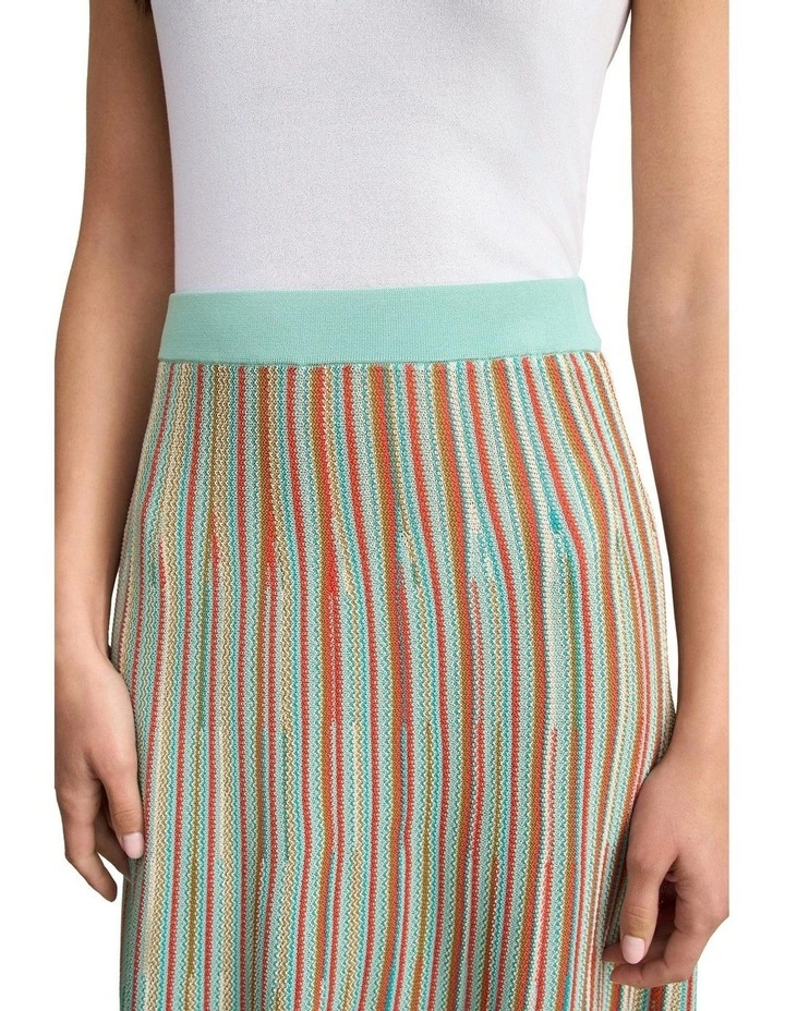 Stripe Knit Skirt in Brown image 4