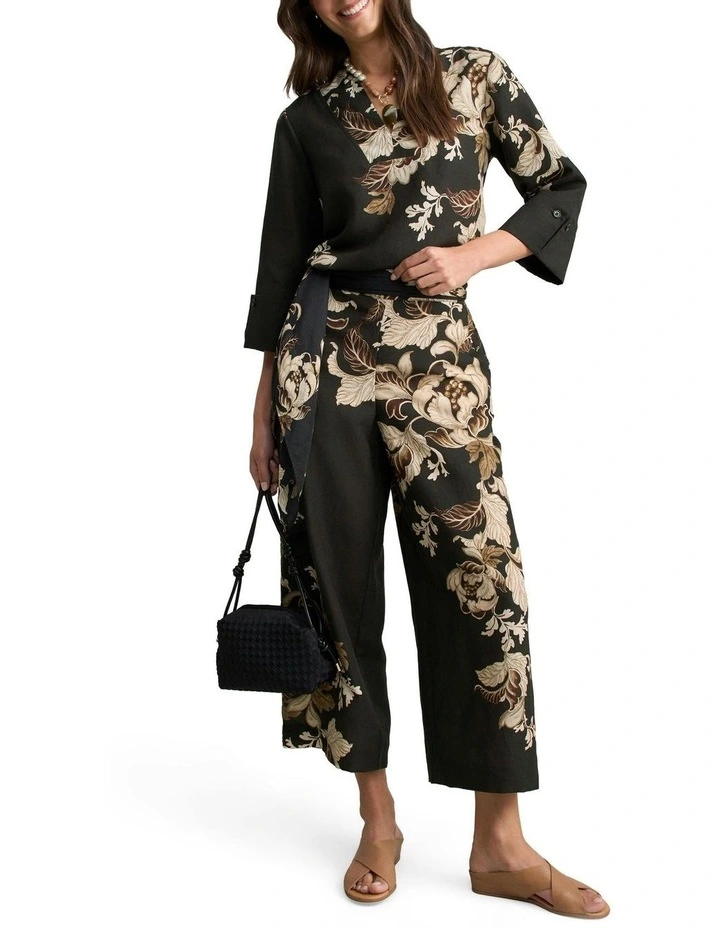 Relaxed Printed Blouse in Black image 3