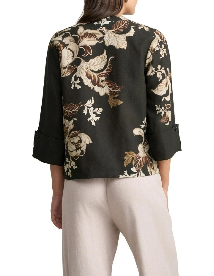Relaxed Printed Blouse in Black image 4