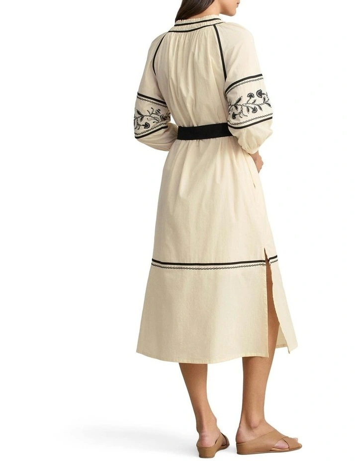 Cotton Kaftan Ecru Dress in Cream image 2