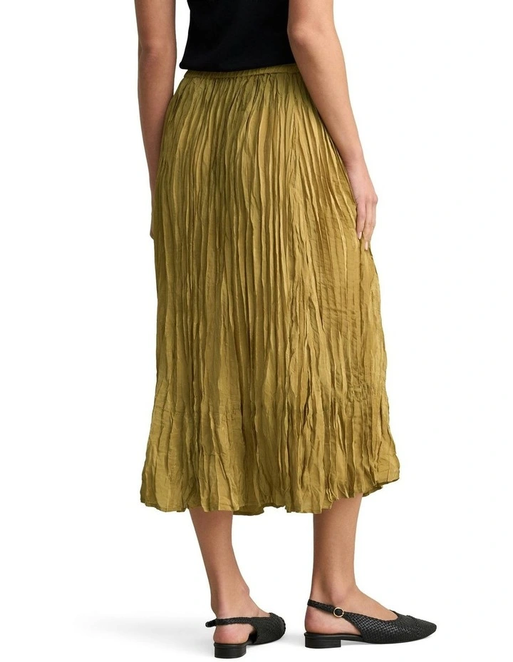 Crushed Midi Skirt in Bronze image 2